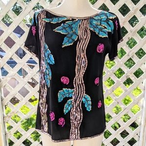 Vintage Argenti silk sequin& beaded blouse